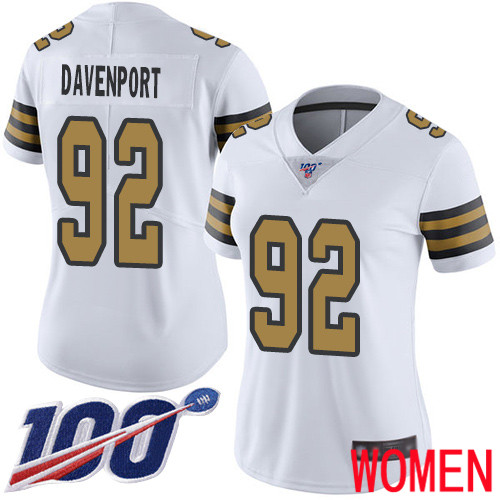 New Orleans Saints Limited White Women Marcus Davenport Jersey NFL Football #92 100th Season Rush Vapor Untouchable Jersey->women nfl jersey->Women Jersey